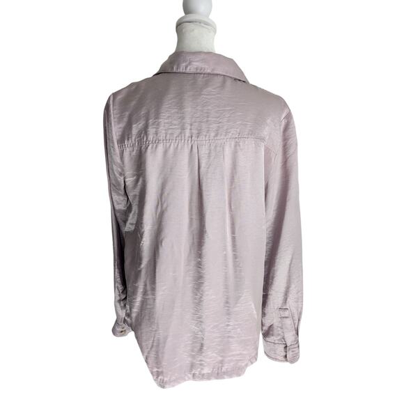 Anthropologie Current Air Clemence Shimmer Lavender Satin Shirt Jacket XS - Picture 3 of 6